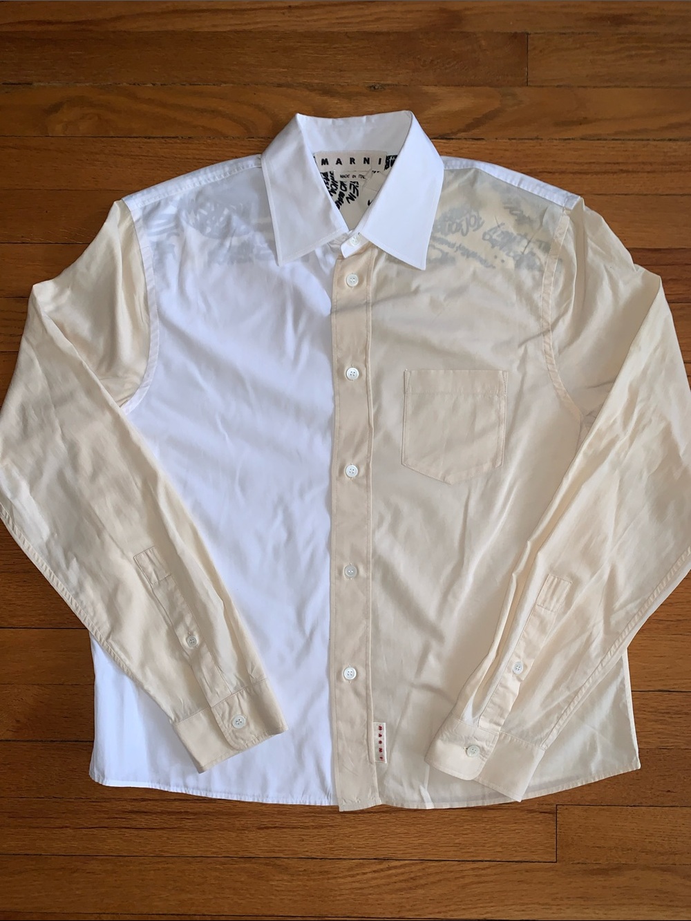 Marni Two-Tone Cream and White Dress Shirt (EU 50)